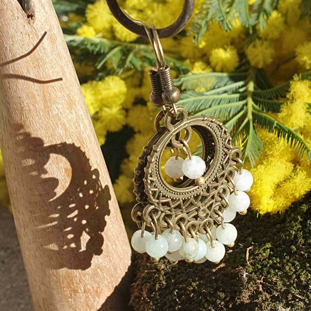 Boucles D'Oreilles Pendantes En Argent 925 Et Pierres Naturelles - Grenat, Agate, Onyx, Style Bohème | Bijoux Faits Main, Cadeau Pour Femme